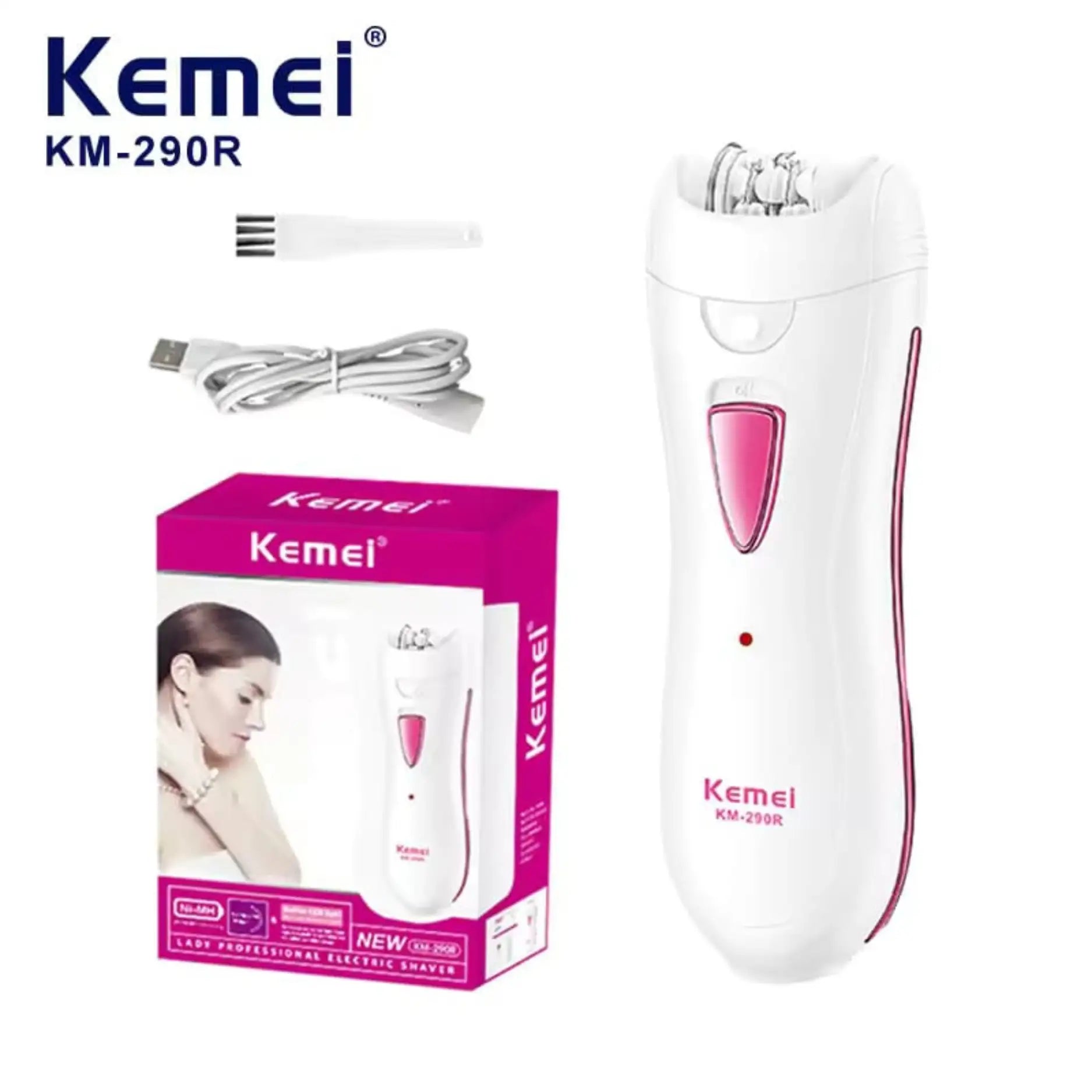 Kemei KM-290R Rechargeable Epilator for Women – Cordless Hair Removal