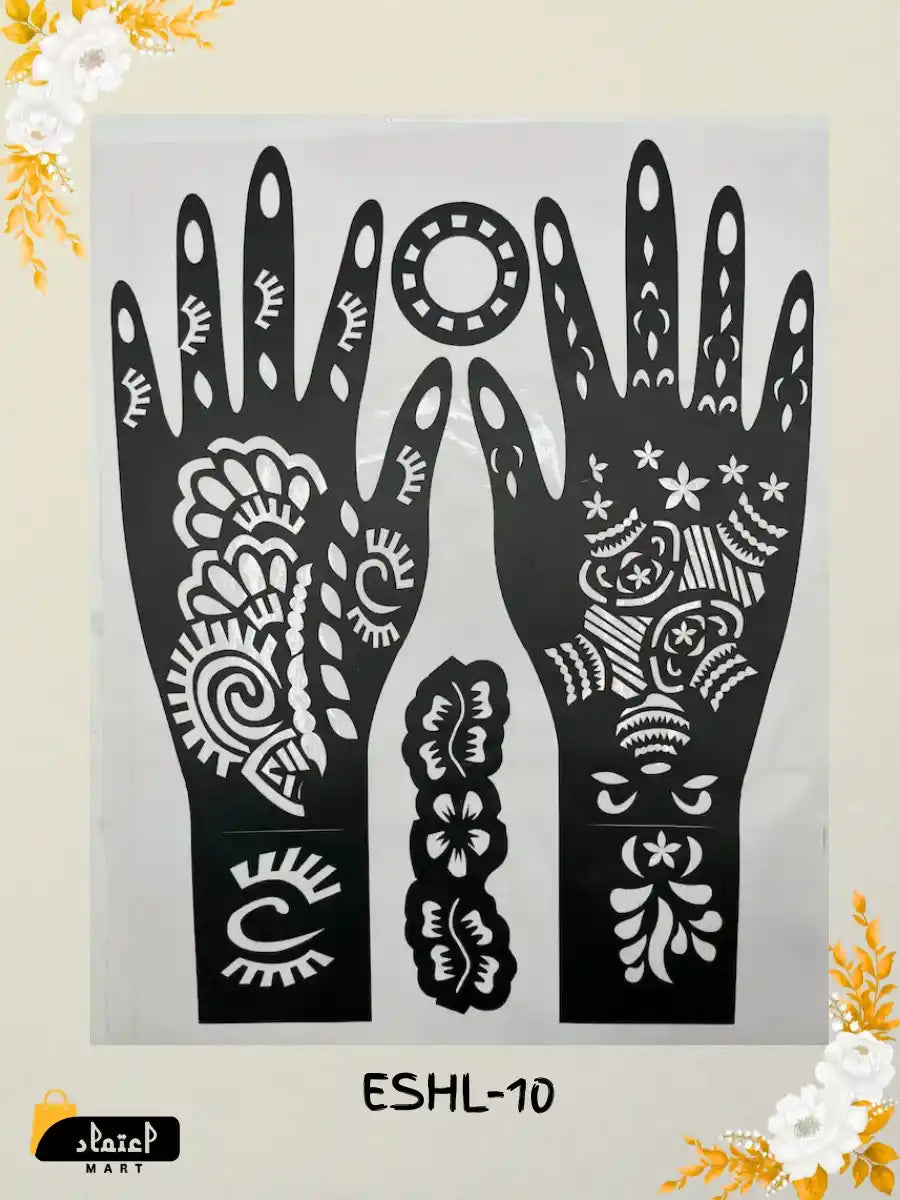 Reusable Full Hand Henna Stencil Stickers – Arabic Bridal Mehndi Design