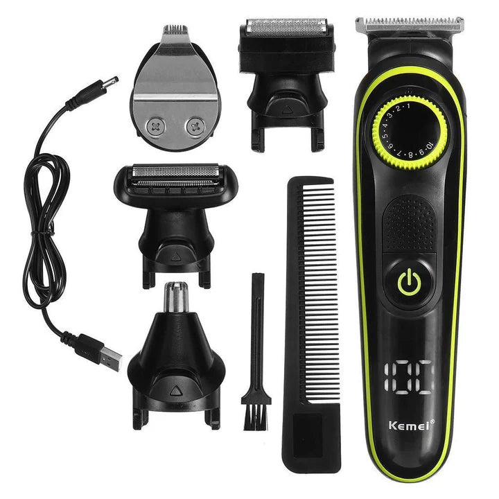 Kemei KM-696 – Ultimate 5 in 1 Grooming Kit | Beard, Hair & Body Trimmer