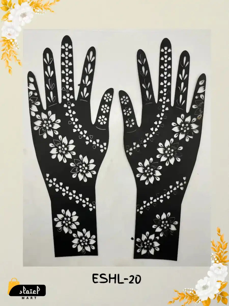 Reusable Full Hand Henna Stencil Stickers – Arabic Bridal Mehndi Design