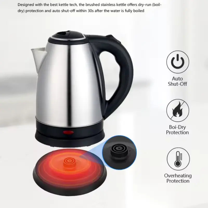 NM National Electric Kettle – 2L Quick-Boil Stainless Steel Jug