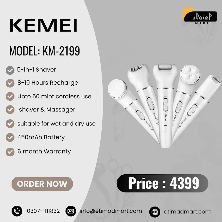 Kemei KM-2199 Multifunction 5-in-1 Ladies Epilator Shaver