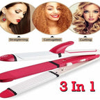 Kemei KM-1291 3-in-1 Hair Straightener, Curler & Crimper