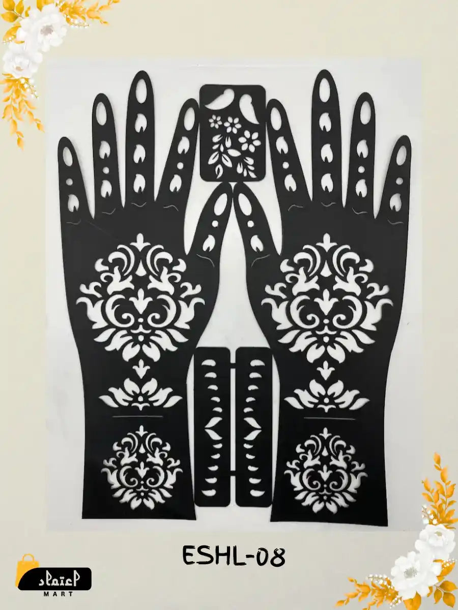 Reusable Full Hand Henna Stencil Stickers – Arabic Bridal Mehndi Design