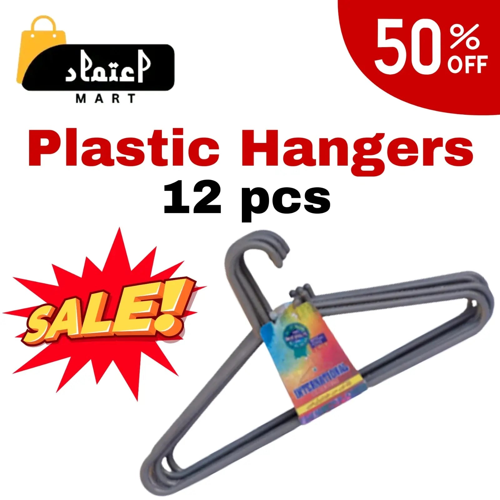 Pack of 12 HeavyDuty Plastic Hangers – Premium Quality