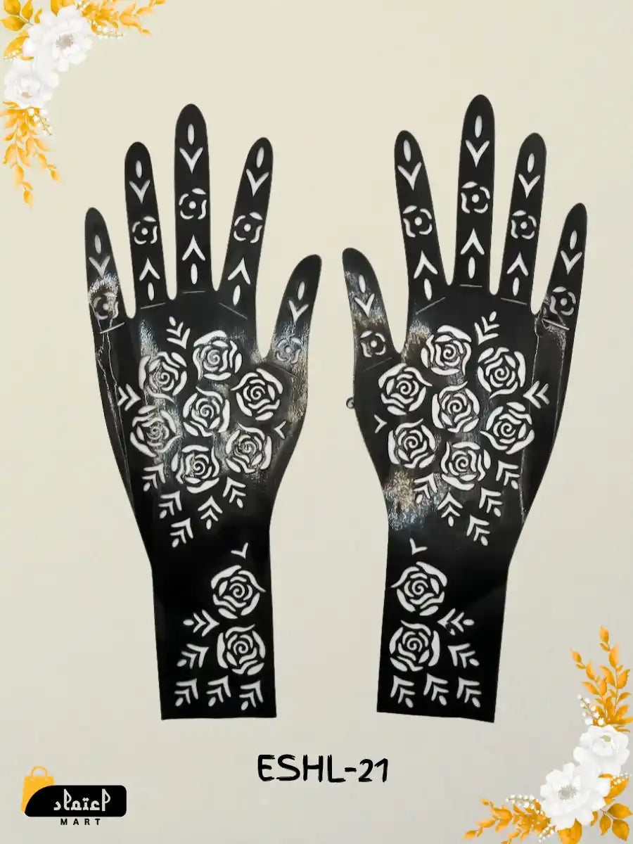 Reusable Full Hand Henna Stencil Stickers – Arabic Bridal Mehndi Design