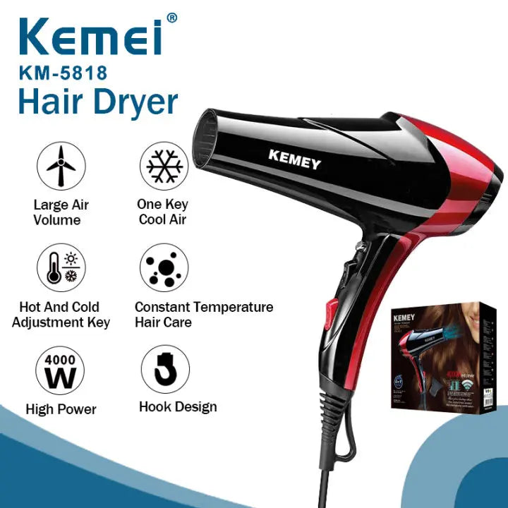 Kemei KM-5818 Hair Dryer – Dryer with Heat & Speed Controls