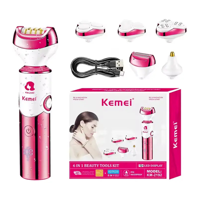 Kemei KM-2192 6-in-1 Multifunction Shaver Epilator Kit