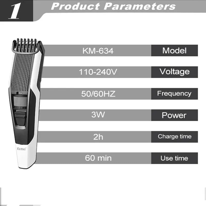 Kemei KM-634 Professional USB Hair Trimmer