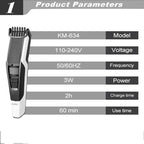 Kemei KM-634 Professional USB Hair Trimmer