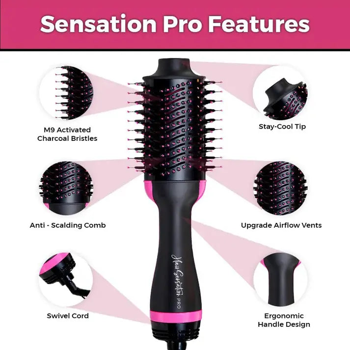 One Step Hot Air Brush - 3 in 1 Hair Dryer, Straightener & Curler