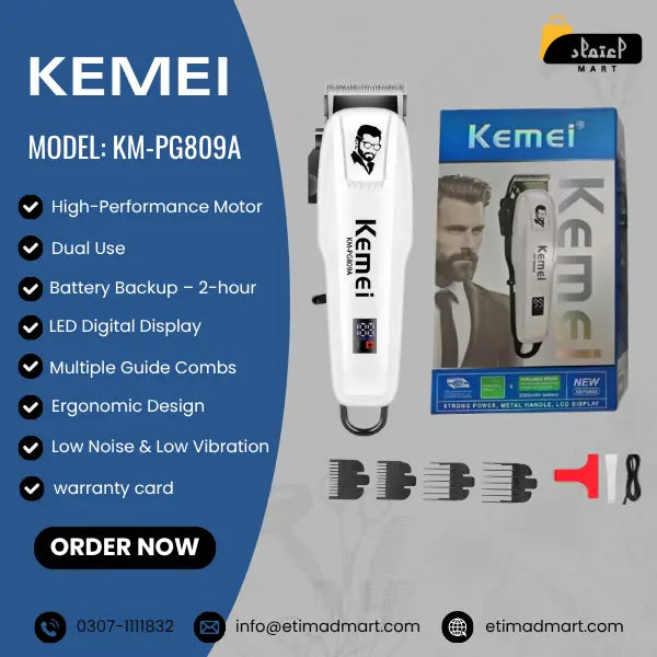 Kemei KM-PG809A Professional Hair Clipper & Trimmer for Men