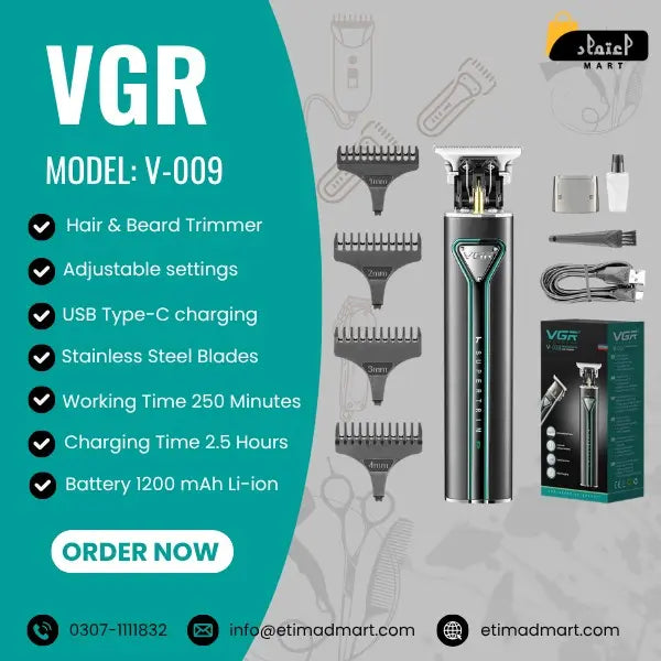 VGR  V-009 Hair Trimmer – Men’s Cordless Grooming Tool