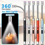 USB 360° Flexible Arc Lighter with LED Display – Windproof
