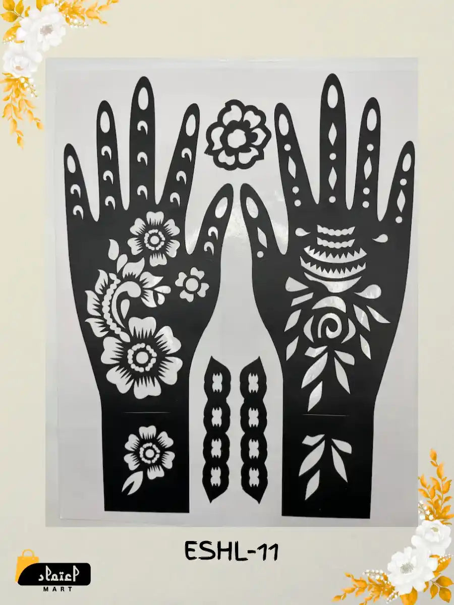 Reusable Full Hand Henna Stencil Stickers – Arabic Bridal Mehndi Design