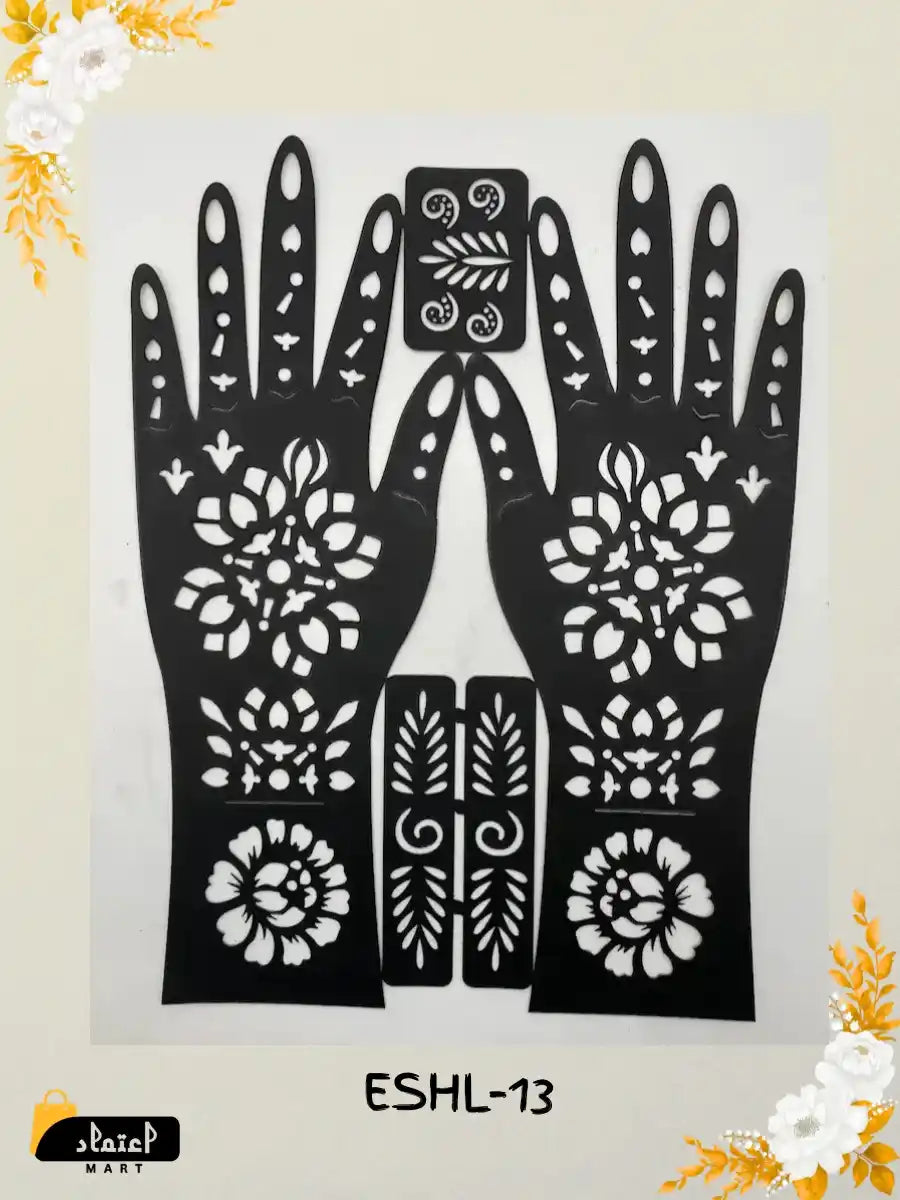 Reusable Full Hand Henna Stencil Stickers – Arabic Bridal Mehndi Design