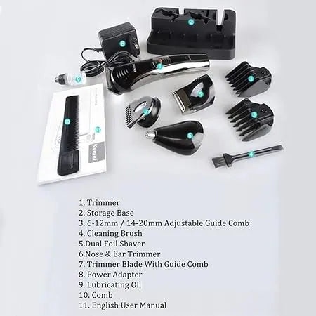 Kemei KM-590A 7-in-1 – Hair Clipper & Beard Trimmer Set