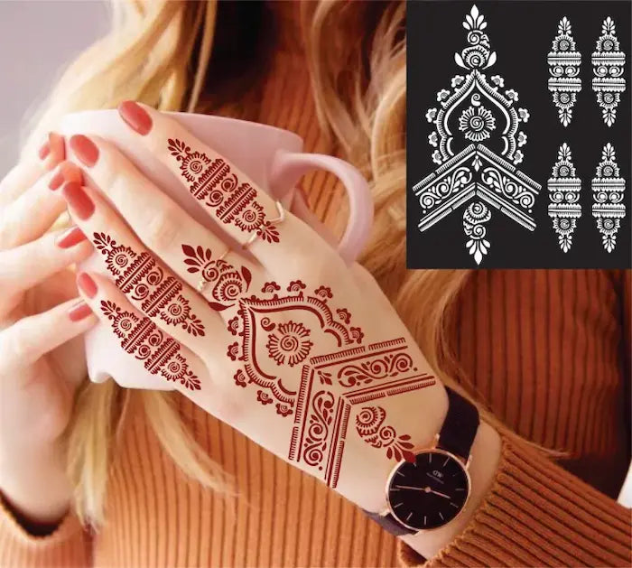 Arabic Tikki Reusable Henna Finger & Body Art Stencils
