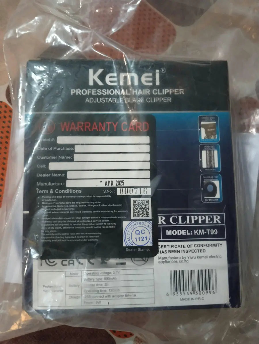 Kemei T99 Professional Hair Clipper & Beard Trimmer