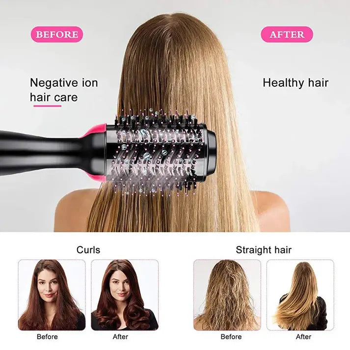 One Step Hot Air Brush - 3 in 1 Hair Dryer, Straightener & Curler