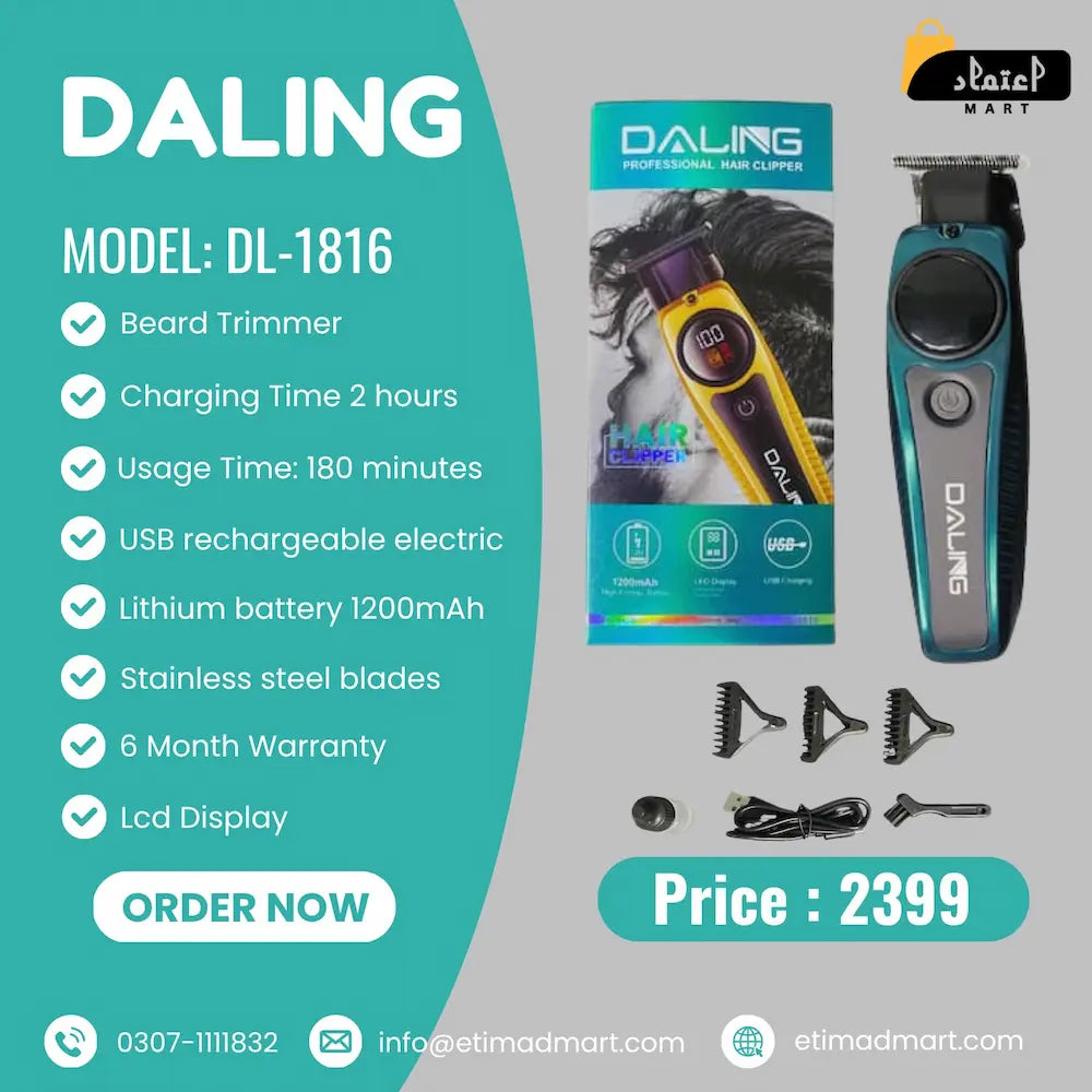Daling 1816 Trimmer for Men – Professional Cordless Beard