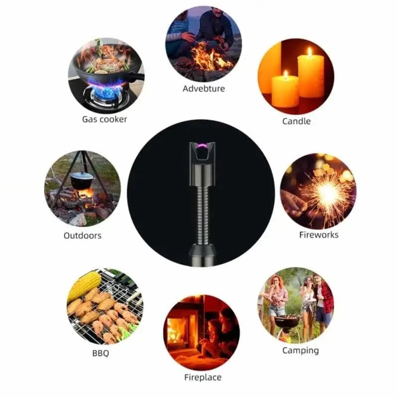 USB 360° Flexible Arc Lighter with LED Display – Windproof