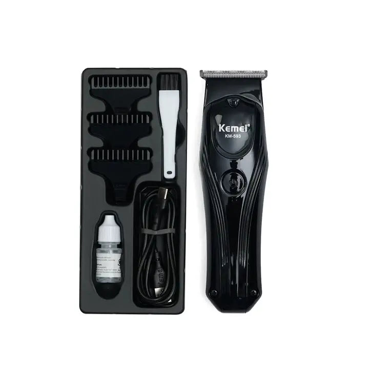 Kemei KM-593 Cordless Hair Trimmer – LED Display & Multi-Speed