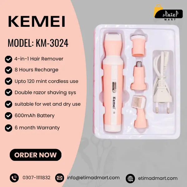 Kemei KM-3024 Professional Hair Clipper: Precision Grooming for Home & Salon Use