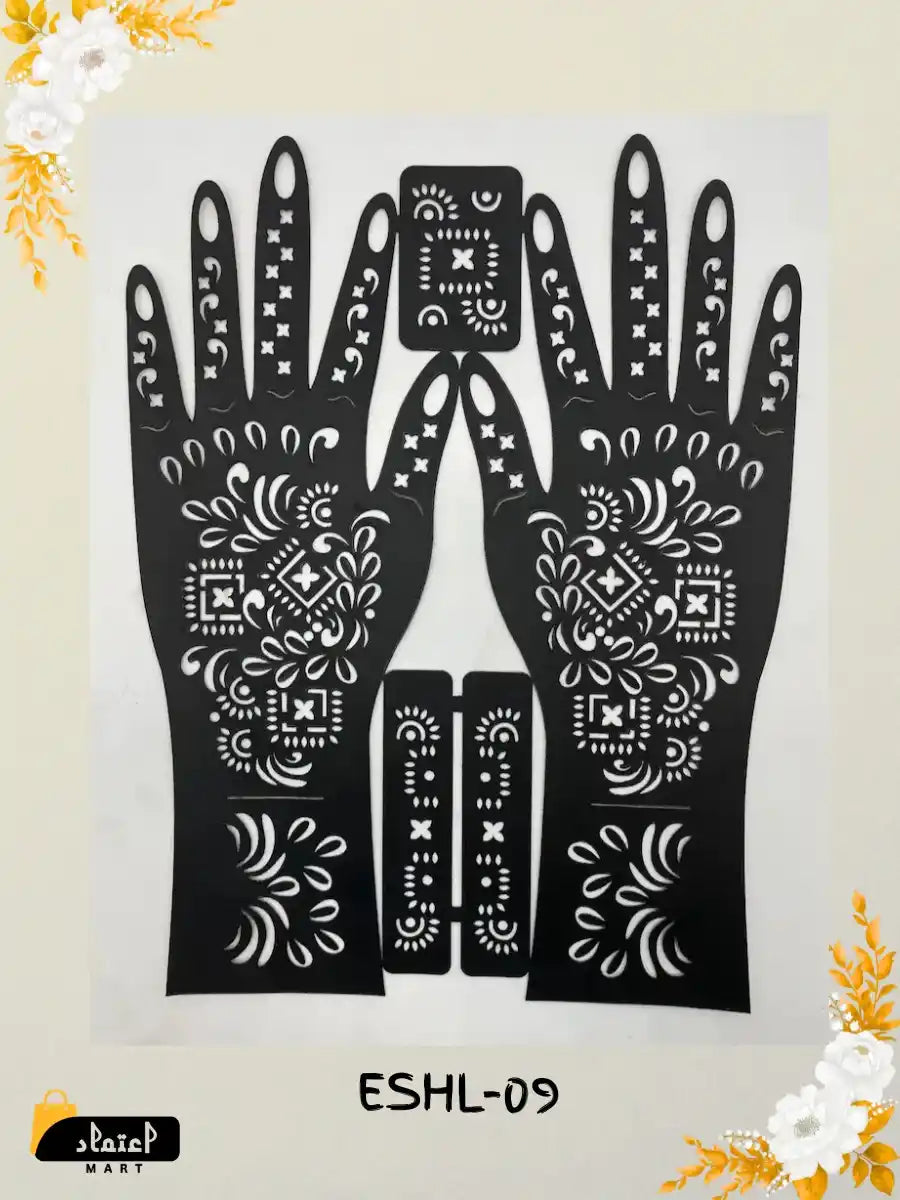 Reusable Full Hand Henna Stencil Stickers – Arabic Bridal Mehndi Design