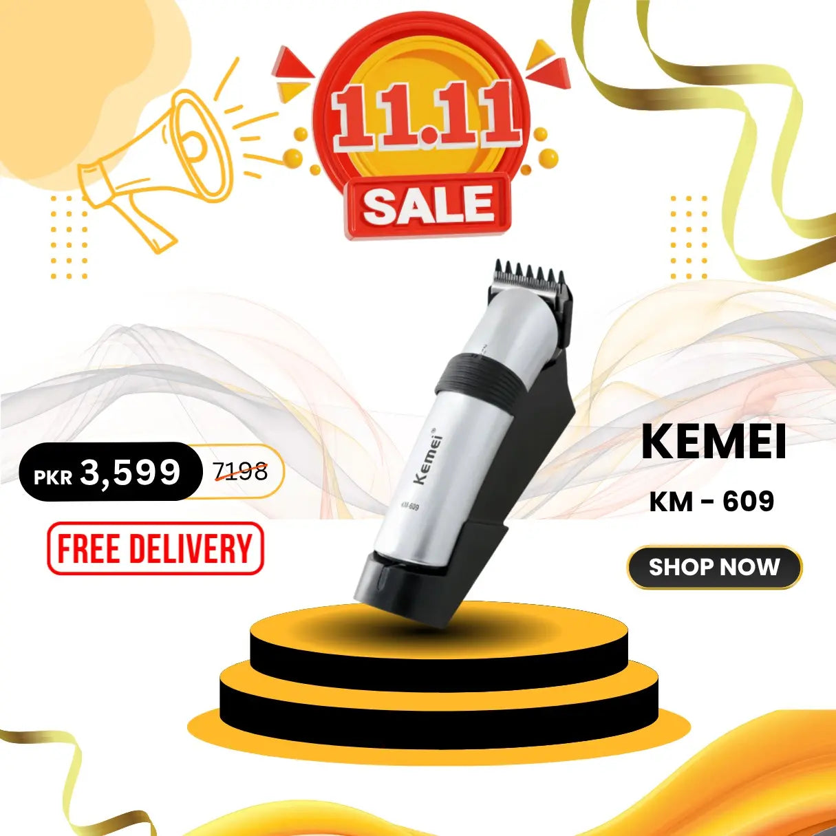 Kemei KM-609 Professional Rechargeable Hair Clipper