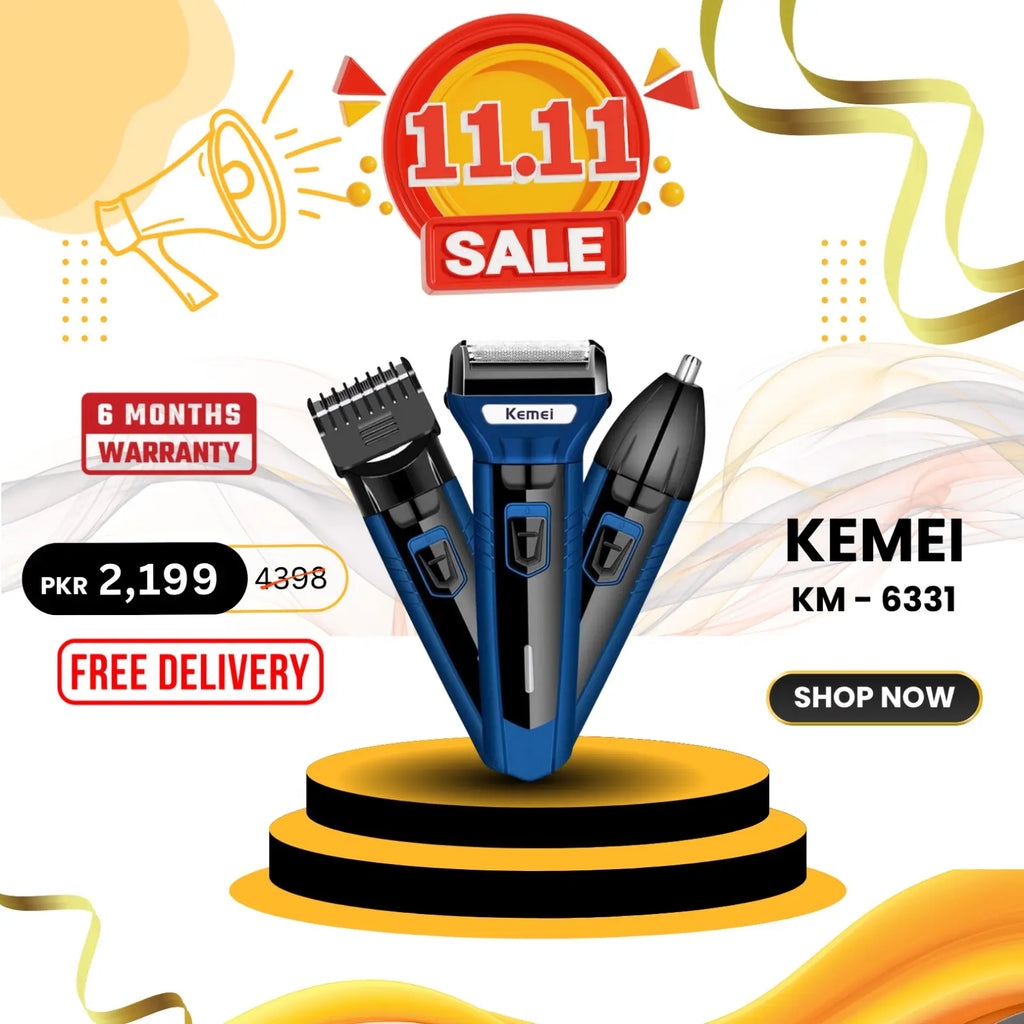 Original Kemei KM-6331 3 in 1 Grooming Kit