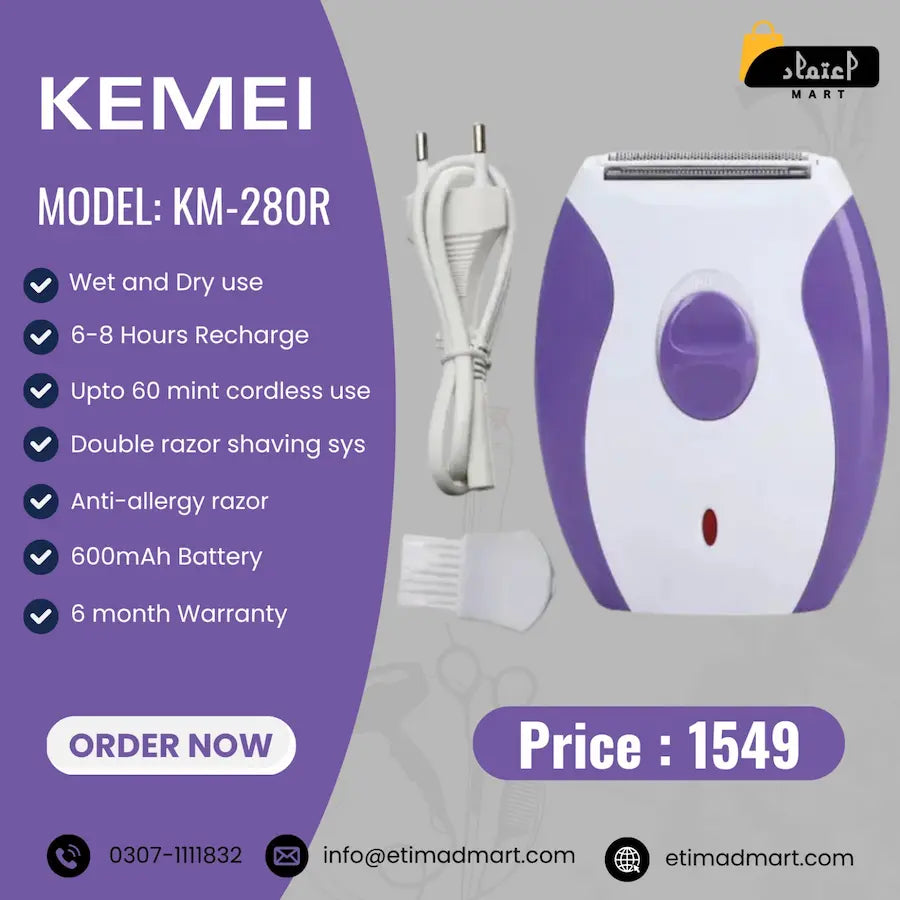 KM-280R Epilator – Smooth Skin, Painless Shaving for Women