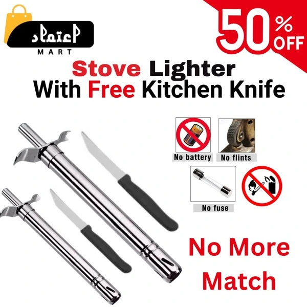 Pack of 2 Premium Stove Lighters with Free Kitchen Knives