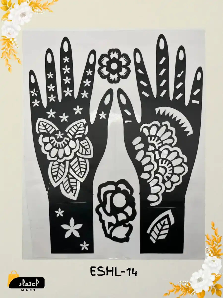 Reusable Full Hand Henna Stencil Stickers – Arabic Bridal Mehndi Design