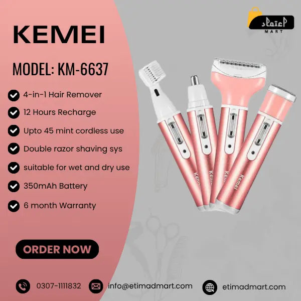 Kemei KM-6637 4-in-1 Multi-Functional Epilator