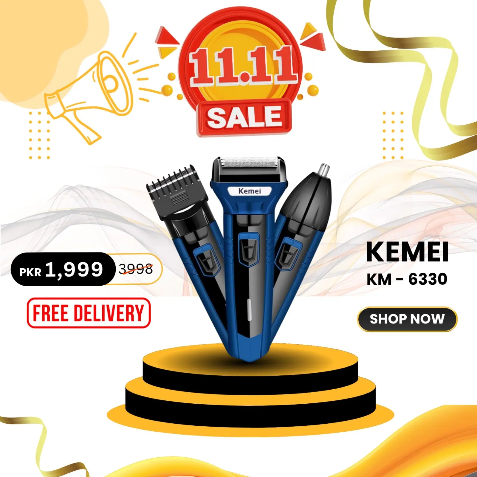 Kemei KM-6330 3-in-1 Grooming Kit for Men – Free Shipping