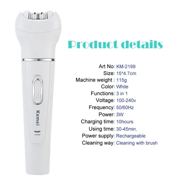 Kemei KM-2199 Multifunction 5-in-1 Ladies Epilator Shaver