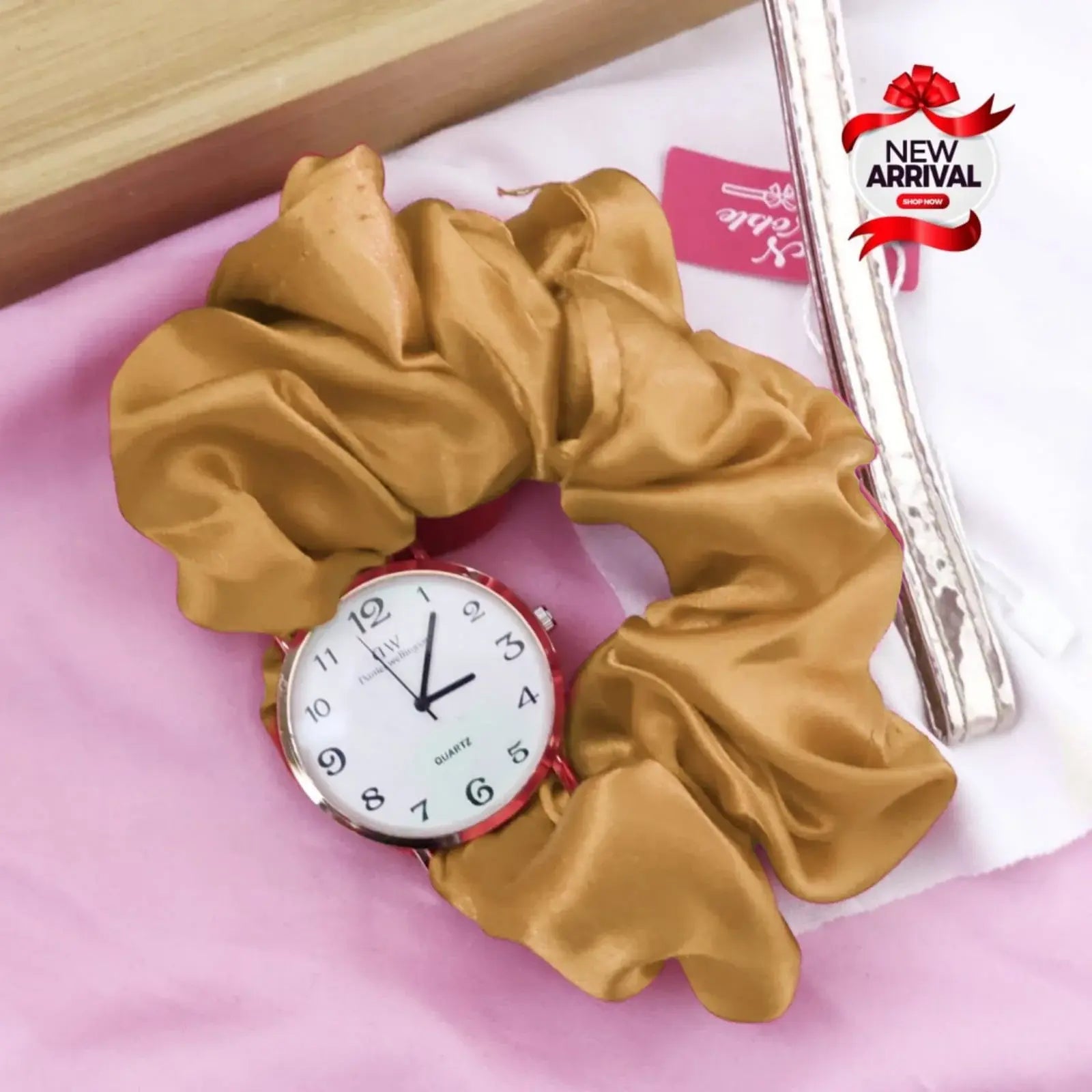Korean Scrunchie Wrist Watch for Girls & Women – Elegant Streamer Design