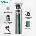 VGR  V-009 Hair Trimmer – Men’s Cordless Grooming Tool