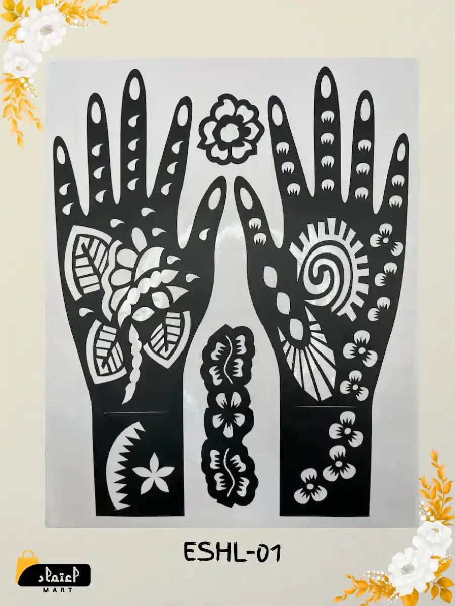 Reusable Full Hand Henna Stencil Stickers – Arabic Bridal Mehndi Design