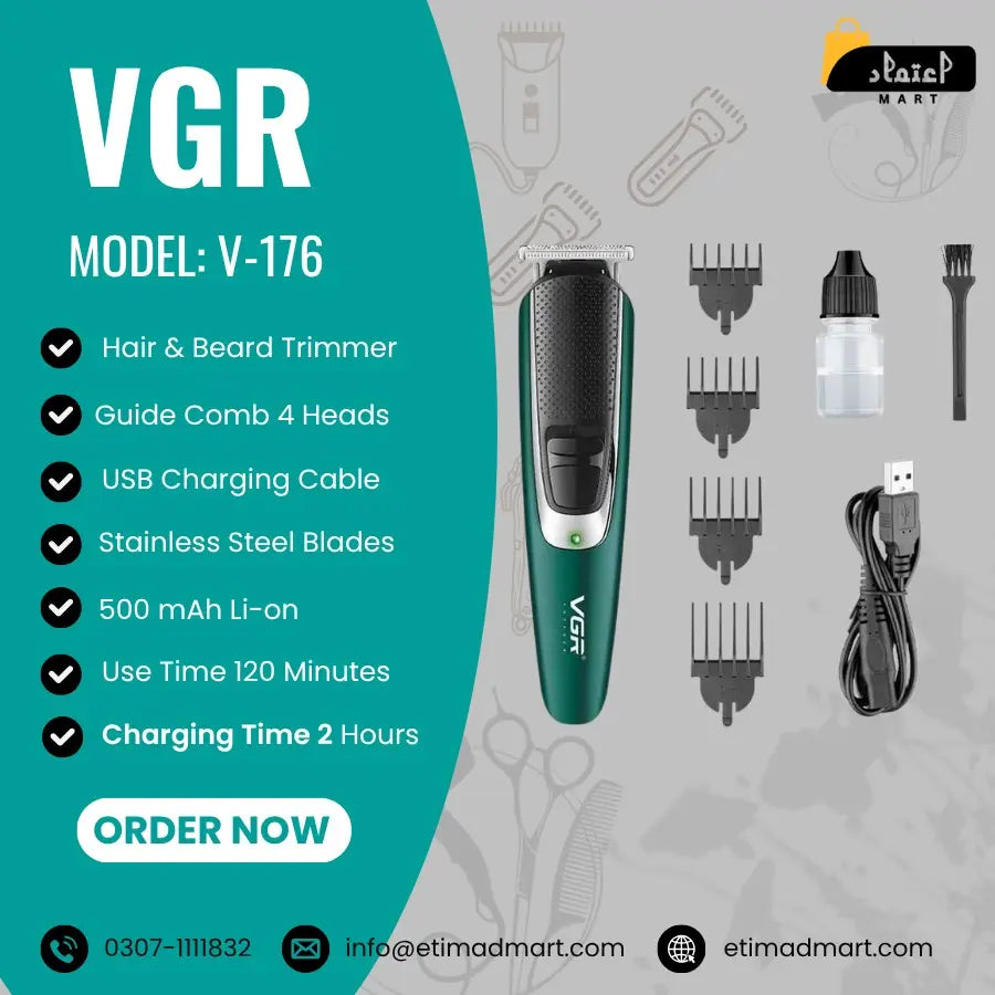 VGR V  176 Hair Trimmer  – Cordless Grooming Machine