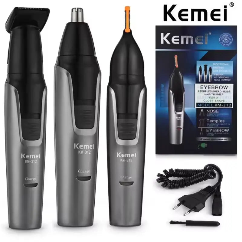 Kemei KM-312 3-in-1 Nose, Ear & Eyebrow Hair Trimmer