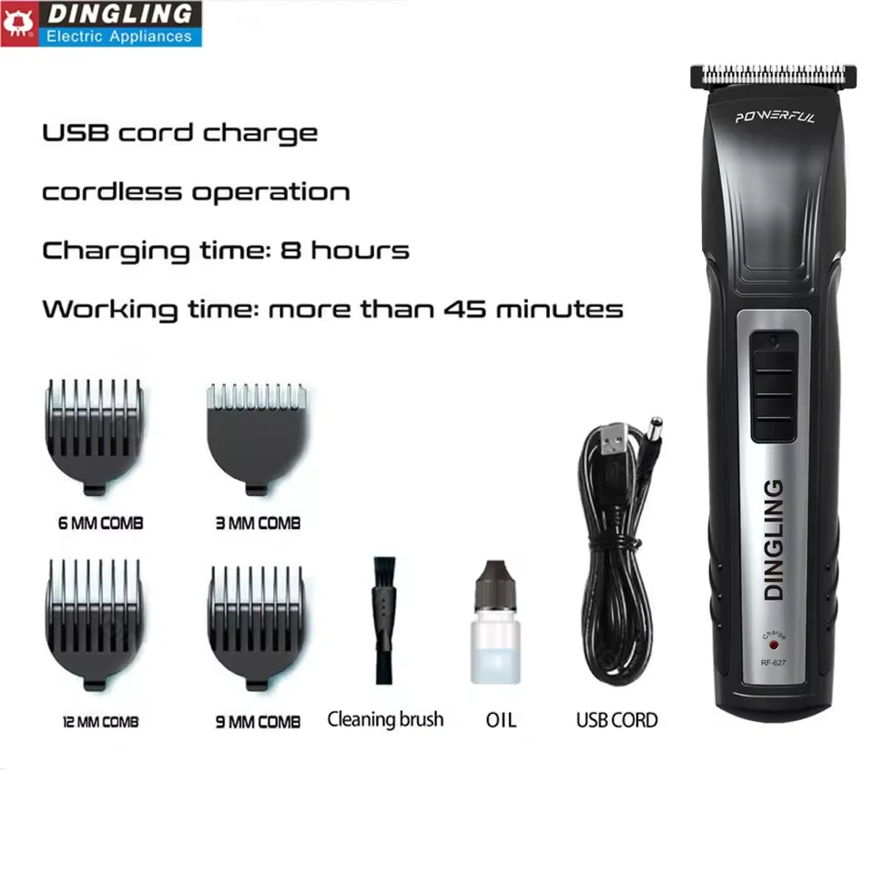 Dingling RF-627 Electric Hair Clipper | USB Rechargeable Trimme