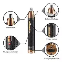 Kemei KM-728 2-in-1 Rechargeable Nose & Ear Hair Trimmer