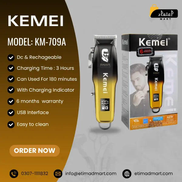 Kemei KM-PG709A Rechargeable Hair Clipper & Trimmer