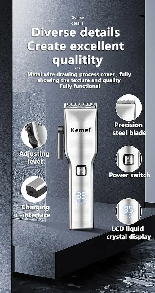 Kemei KM-6050 Cordless Hair Clipper – Beard & Hair Trimmer