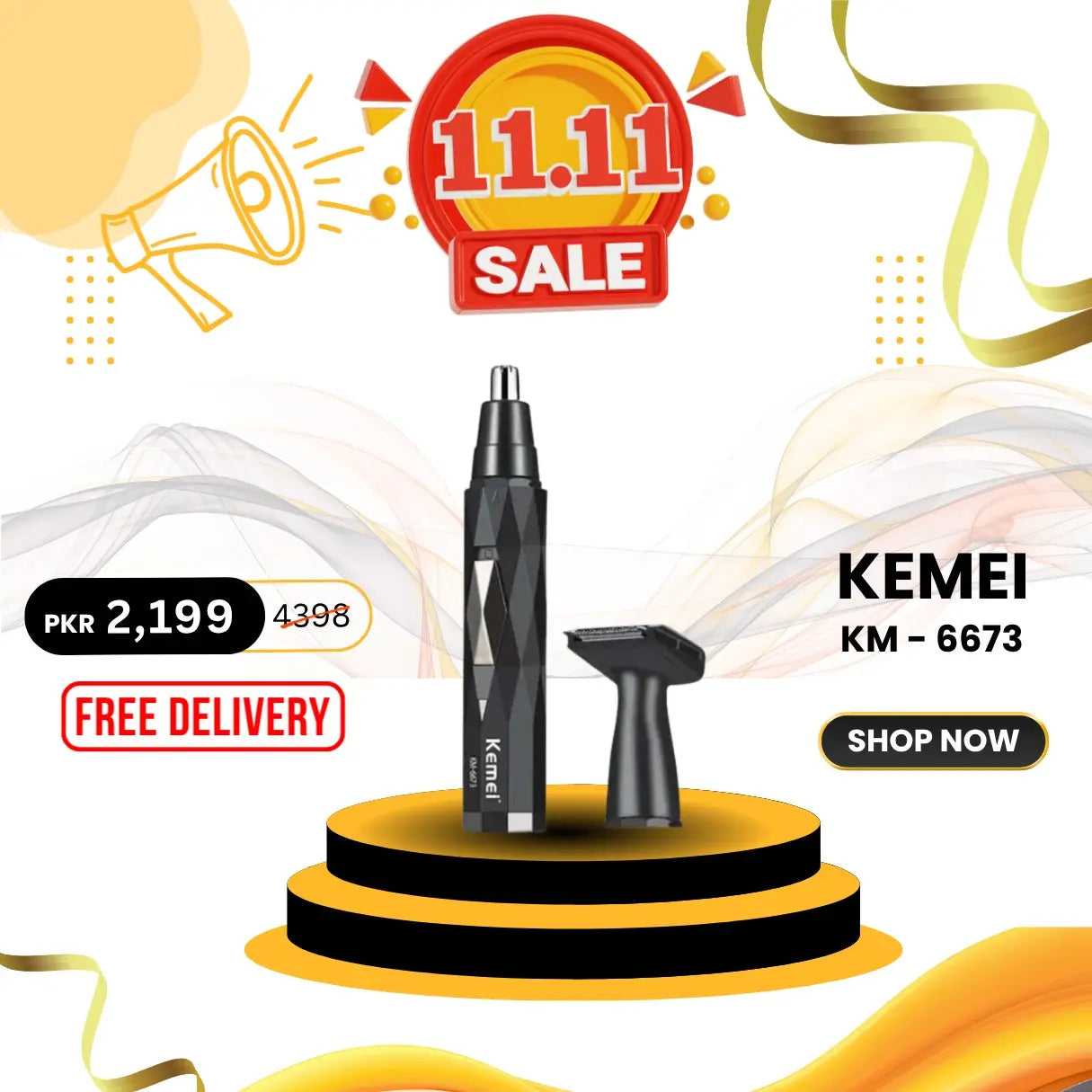 Kemei KM-6673 Gentle Nose Hair Clipper & Facial Shaver