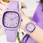 Square Silicone Quartz Korean Watch for Girls & Women