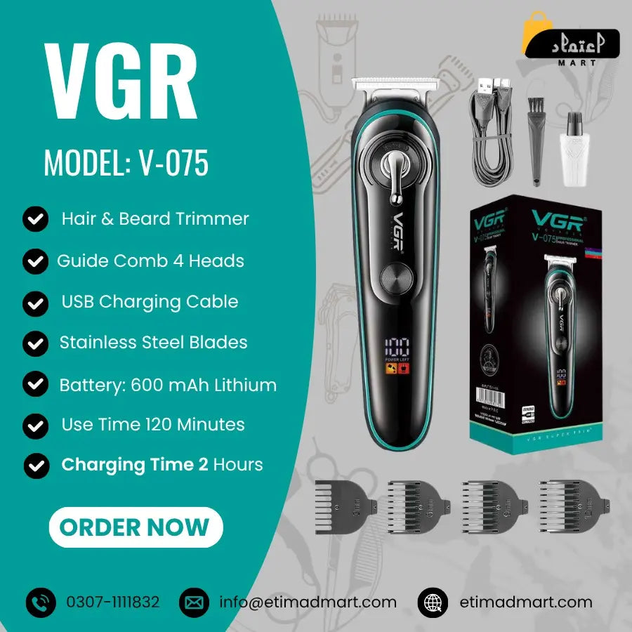 VGR V 075 Professional Beard & Hair Trimmer for Men