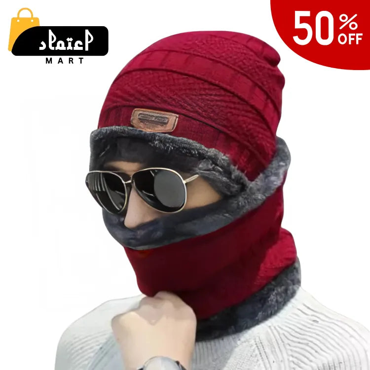 Beanie Cap & Neck Warmer for Men & Women